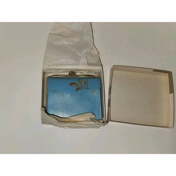 Vintage Princess Gardner Blue Leather Wallet Snap Closure Bifold Made in USA - Picture 1 of 10